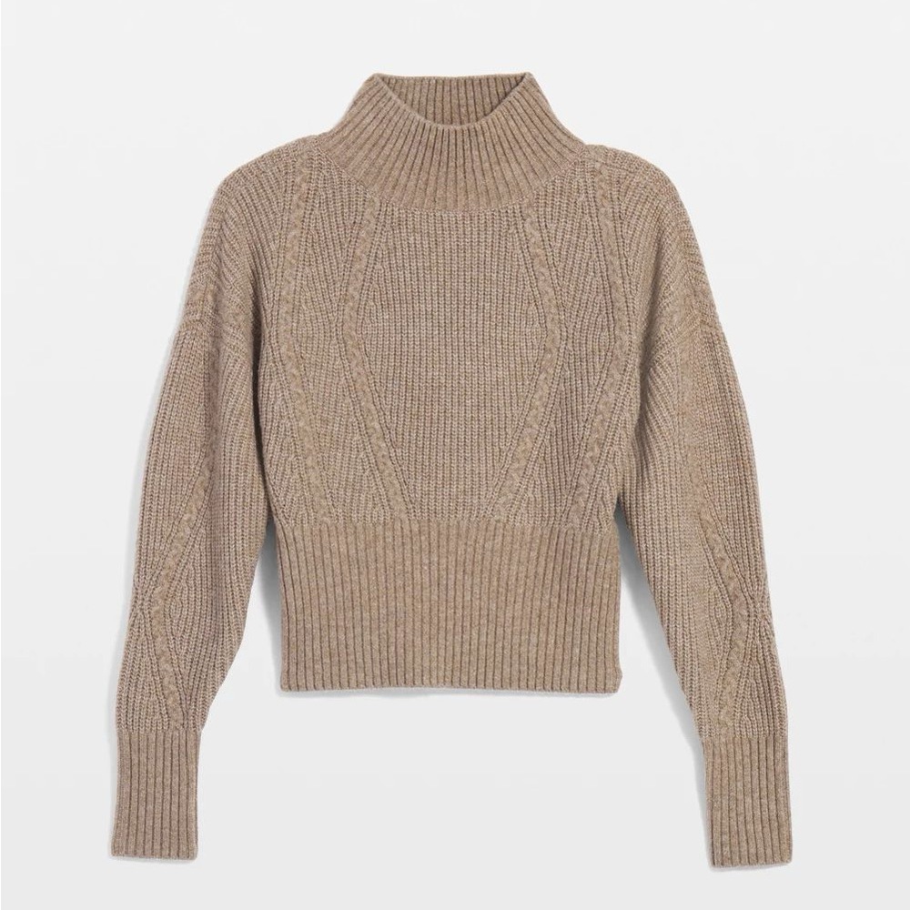 White House black market Women's Tan Cable Knit Sweater medium new - Picture 5 of 7